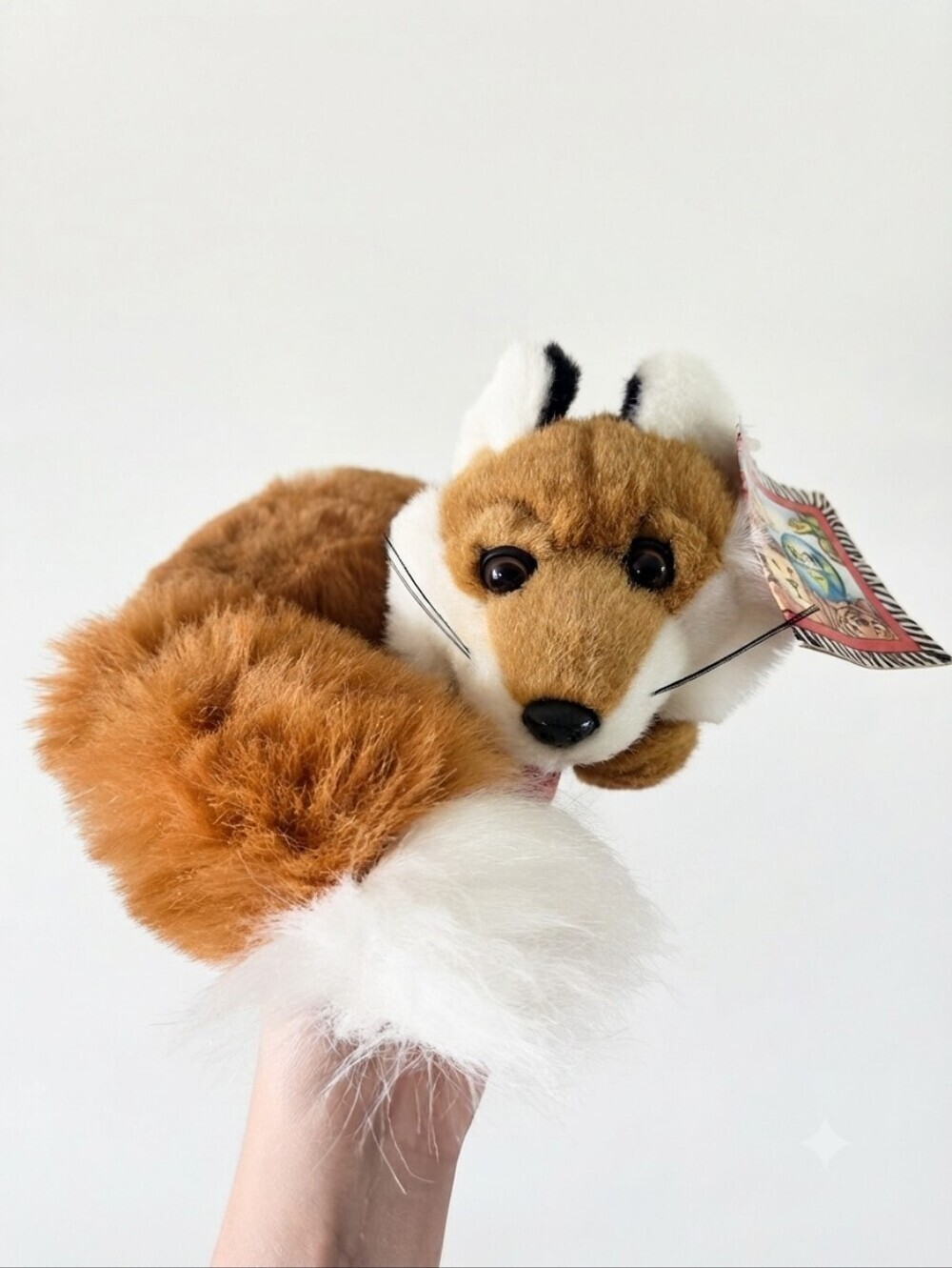 Vintage 1994 K&M International Curled Fox Plush Stuffed Animal NWT Real Feel